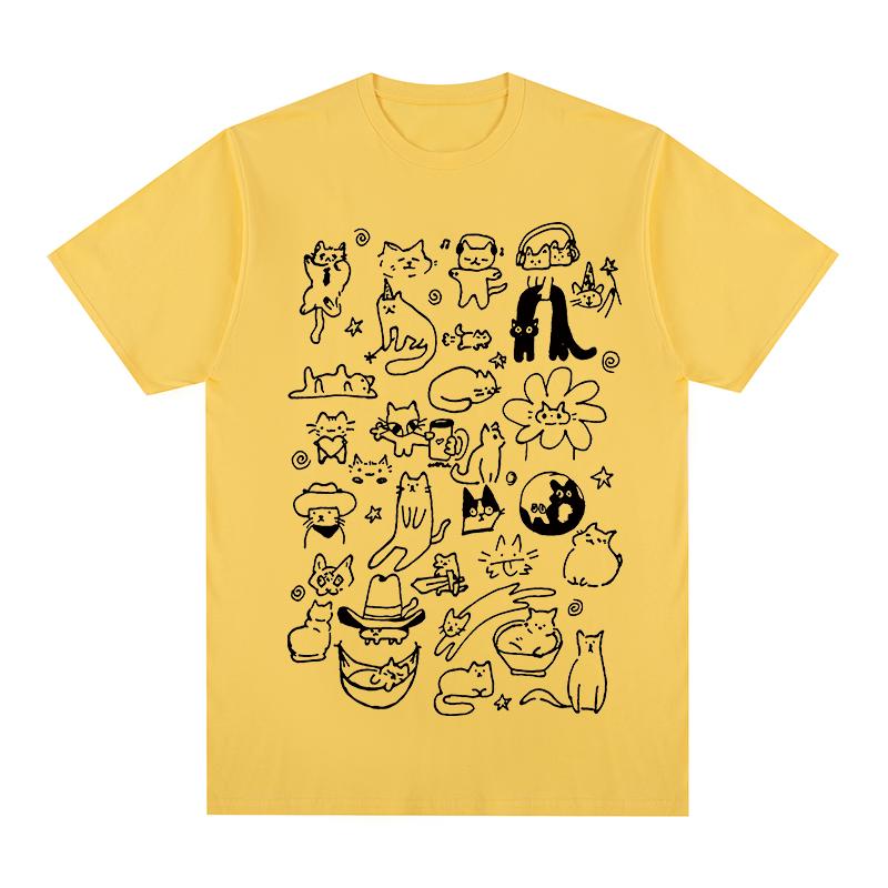 Cute Cat Vintage Tshirt Harajuku Clothing Streetwear Cotton Unisex T Shirt New Tee Tshirt Unisex Tops