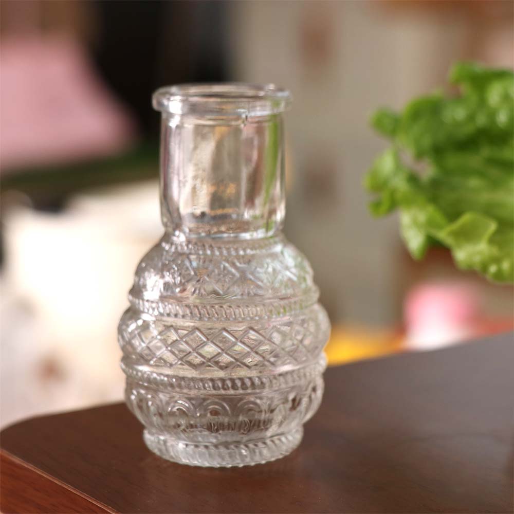 10 Stück/Set Kristallklare Mini-Glasvase Retro Relief-Blumenvase Kleines Vasenset Valentinstag