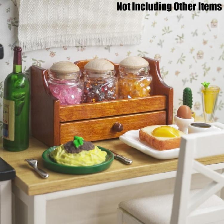 Miniature Wooden Jar Organizer 1/12 Scale Dollhouses Furniture Retro Kitchen Decors MultiPurpose Display Shelf
