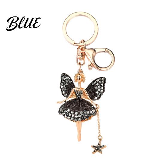 Butterfly Wings Fairy Keychain Flower Rhinestone Charm Cute Dazzling Sparkly