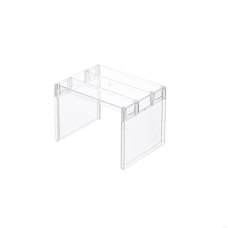 Clear Divider Storage Rack Stackable Double Layer Transparent for Home Kitchen Refrigerator Cabinet X3UC