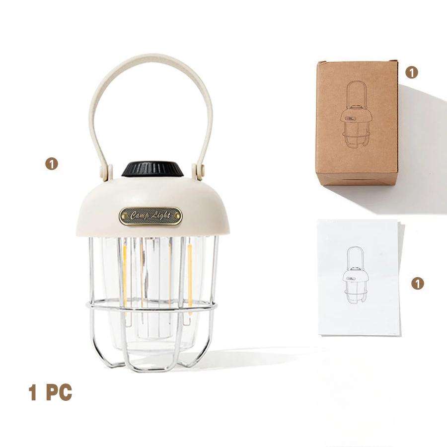 Outdoor New Retro Camping Lamp Multifunctional Camping Lamp Outdoor Rechargeable Portable Lantern Tent Lamp Wholesale Rotary Swi