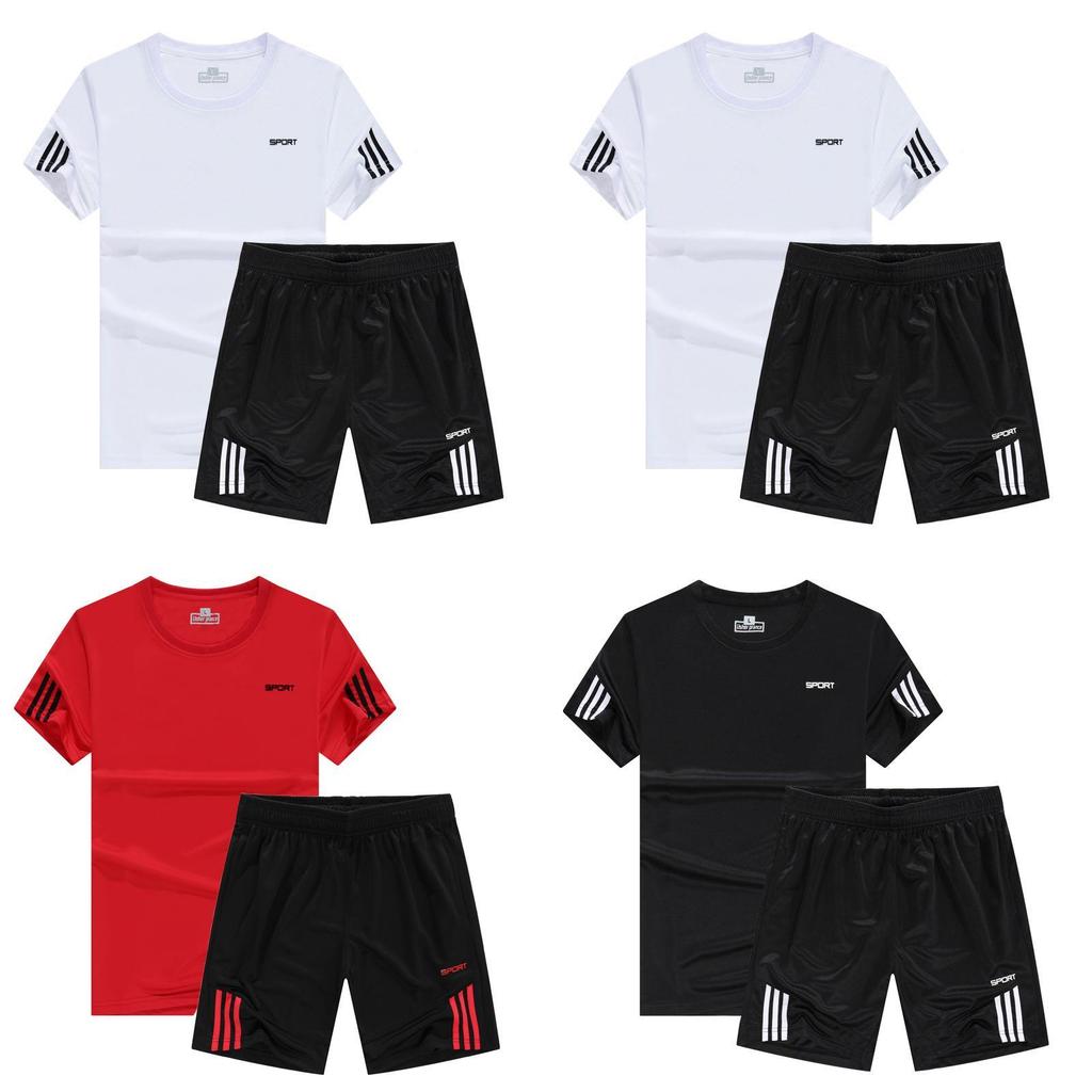 Stylish Quick-drying Men Women Sports Suit With Breathable T-shirt And Shorts Set