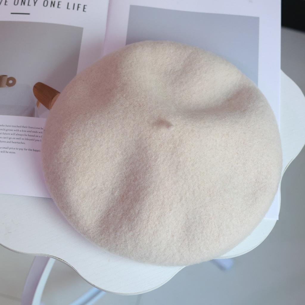 Japanische Hochwertige Verdickte Australische Wollmütze für Herbst und Winter, Sanft und Vielseitig, Soft Girl Einkaufs-Künstler Hut