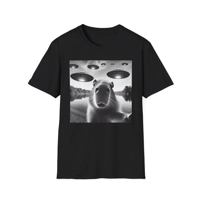 Capybara Taking Selfie With Ufos Funny Weird Meme T Shirt