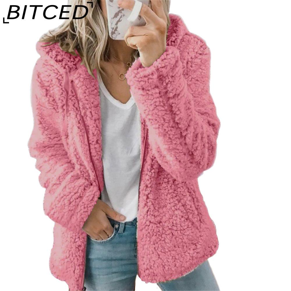 BITCED Женская осенне-зимняя куртка-топ с капюшоном из смесовой шерсти S