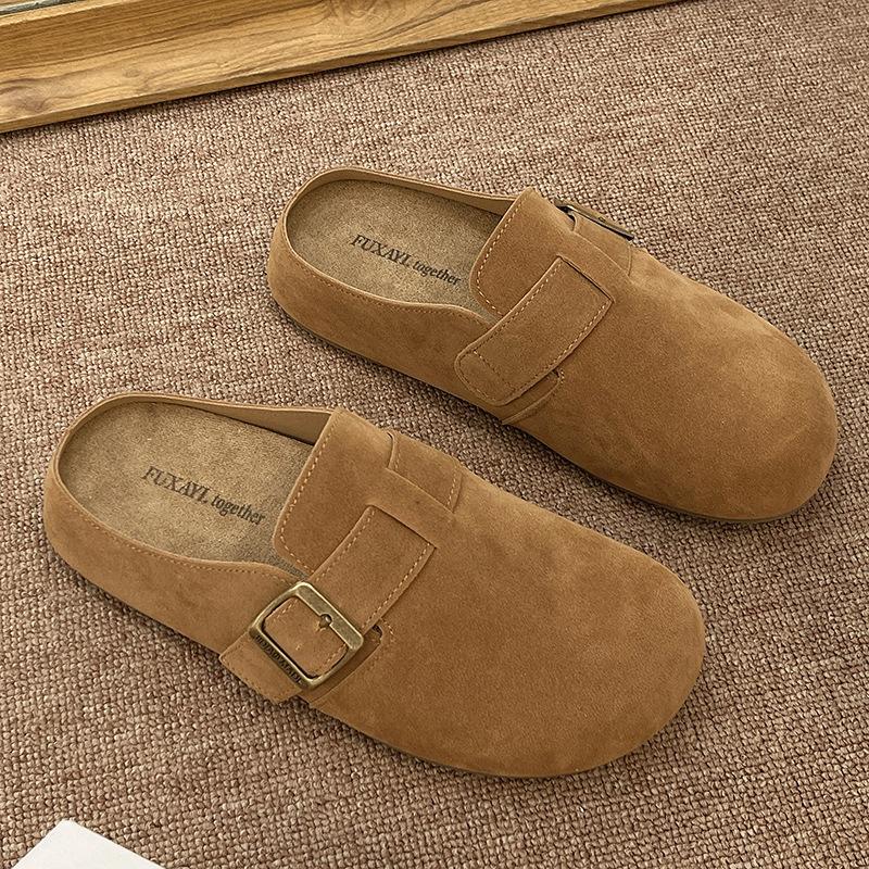 

Boken женские полутапочки весна-лето 2025 новая обувь полуботинки с закрытым носком сандалии на платформе 40 верблюд