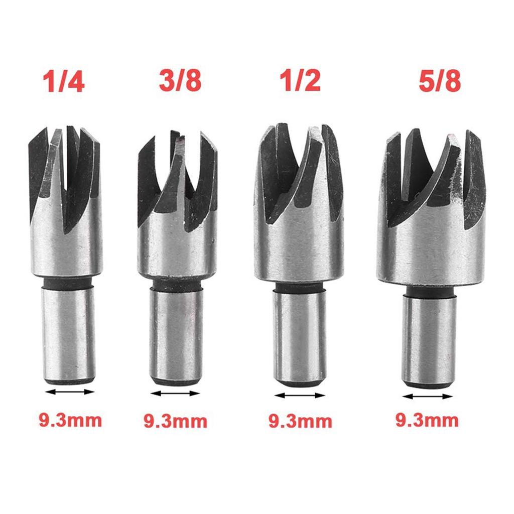 2025+ 8Pcs 5/8In 1/2In 3/8In 1/4In Wood Plug Cutter Straight and Taper Claw Drill Bit Set Woodworking Hole Saw Cutting Tool