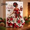 Elegant Angel Art Greeting Cards 3D Christmas Card Pop Up Holiday Blessing Poinsettia Three Dimensional Keepsake Snowflake Dress Seasonal Lady Xmas