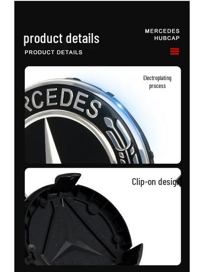 Mercedes Wheel Hub Cap Tire Logo for S, C-Class, E-Class, C200, E300L, GLS