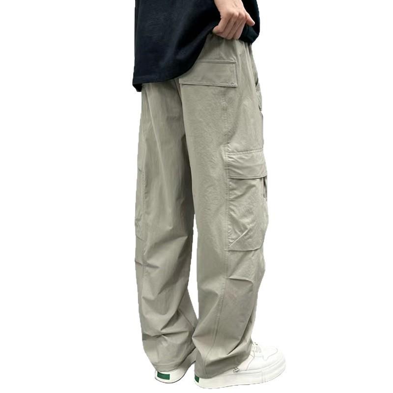 Men's Drawstring Waist Cargo Pants Casual Pocket Detail Loose Fit Streetwear Bottoms