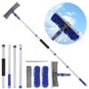 2 In 1 Long Handle Extendable Window Cleaner Tool Microfiber Wiper Duster Mop 270° Rotatable Glass Scrubber Car Washing Brush
