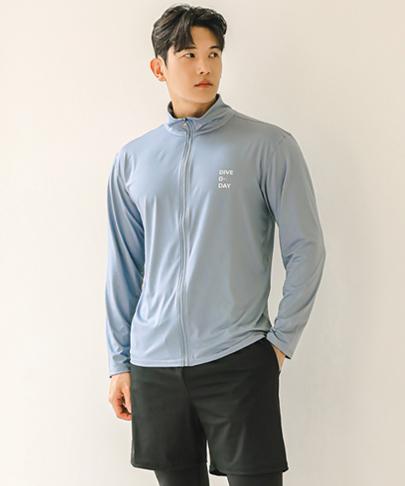 Tyubeuteuli Men'S Loose Fit Zip-Up Rash Guard Blooming Wash A705