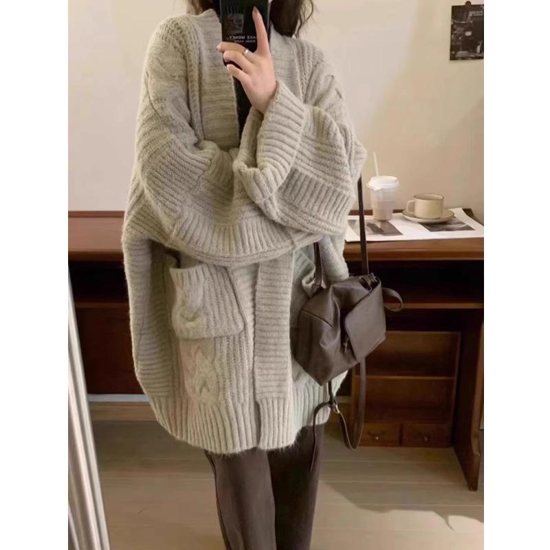 Korean Loose Knit Sweater Cardigan - Mid-Length Women's Autumn/Winter Style