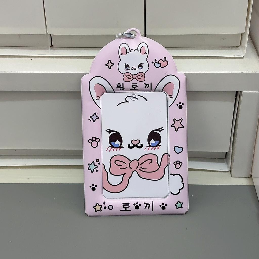 Cute Animal Photocard Holder K-Pop Idol Photo Card Sleeves With Keychain Id Badge Holder Card Protector Anime Game Peripheral Set