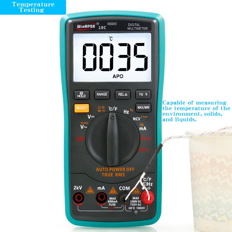 18C Digital Large Screen Multimeter, Measures Phase-to-Phase Voltage Up To 2000V, AC/DC Voltage Up To 2KV High Voltage Meter