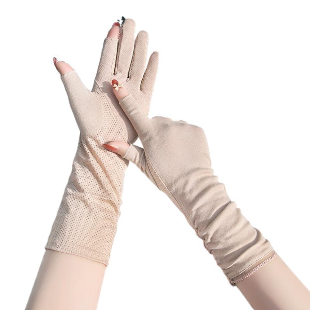 Lengthen Women Sunscreen Gloves Anti-UV Summer Driving Mittens Sun Protection Riding Gloves Girl