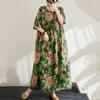 Kurzarm Plus-Size-Baumwolle im Vintage-Stil mit Blumenmuster, neu in Kleidern für Damen, lässiges, lockeres, langes Sommerkleid