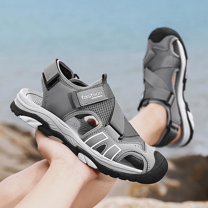 Fashion Summer New Sandals High Quality Trendy Styles Outdoor Street and Beach Walking Daily Breathable Shoes for Men Black Gray