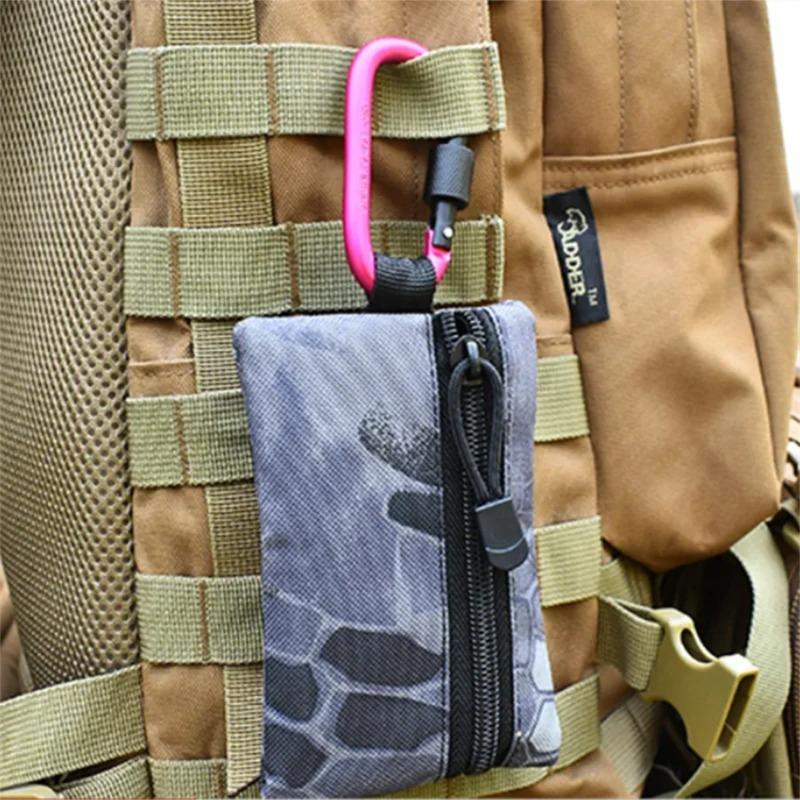 2pcs Outdoor Aluminum Alloy Carabiner Hanging 6th Key Chain Backpack Buckle D-type Wind Rope Buckle with Lock Camping Gear