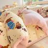 Thickened Milk Fleece Four-Piece Set, Coral Fleece Bed Sheet Quilt Cover, Fleece Three-Piece Set, Bedding.