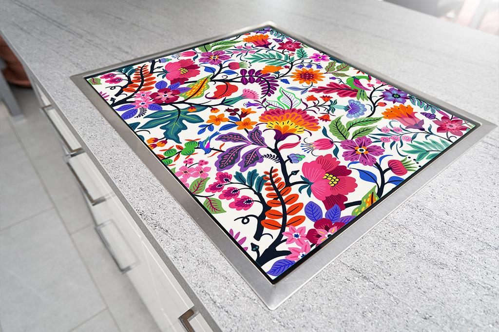PIANO COTTURA PROTETTIVO IN VETRO 70x52 FIORI