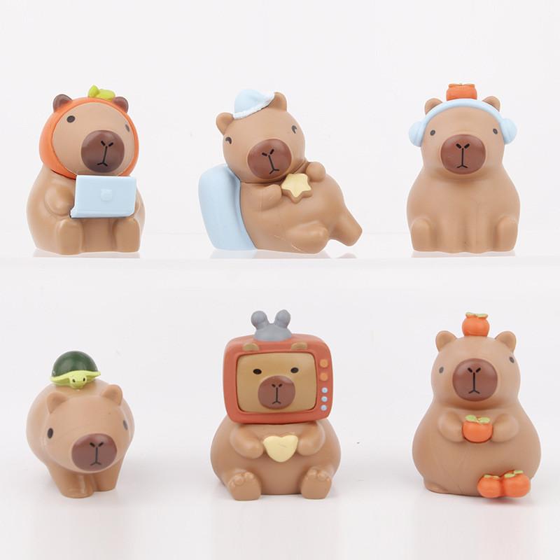 Cute Capybara Cartoon Car Dashboard Model Pvc Figure Surprise Blind Box