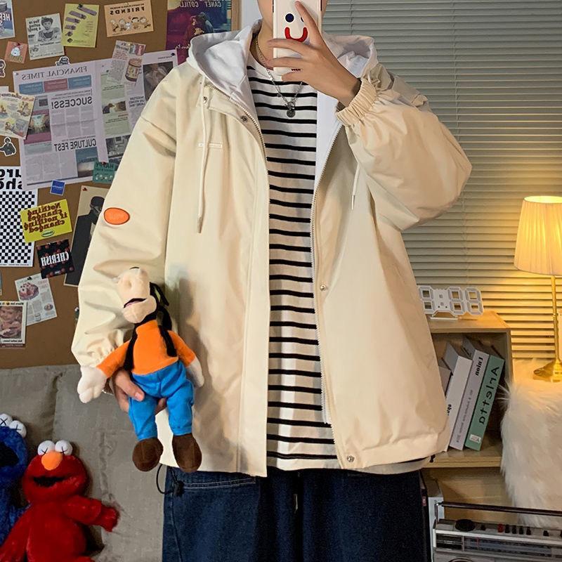 Fake Two-piece Jacket Fat Man Ins Handsome Hooded Jacket Men's Spring and Autumn Korean Version Large Size Loose Student Clothes