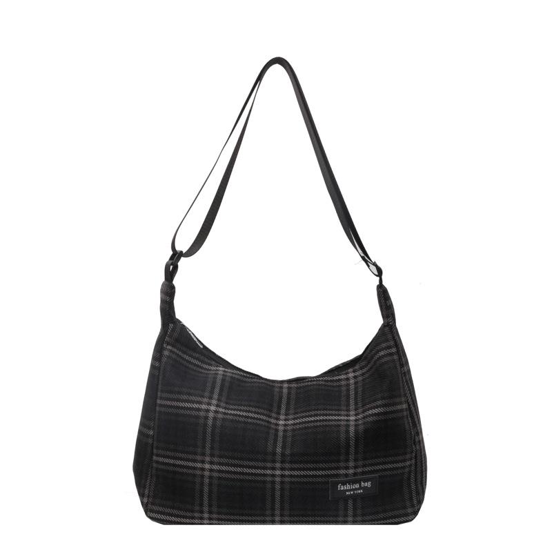 Commuter Shoulder Bag, Winter New Plaid Literary and Leisure Armpit Bag, Large-capacity Commuter Student Make-up Class Messenger Bag