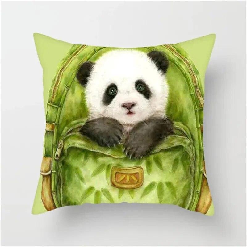 Cute Panda Cartoon Print Pattern Living Room Sofa Car Cushion Cover Luxury Home Decoration Pillow Cover