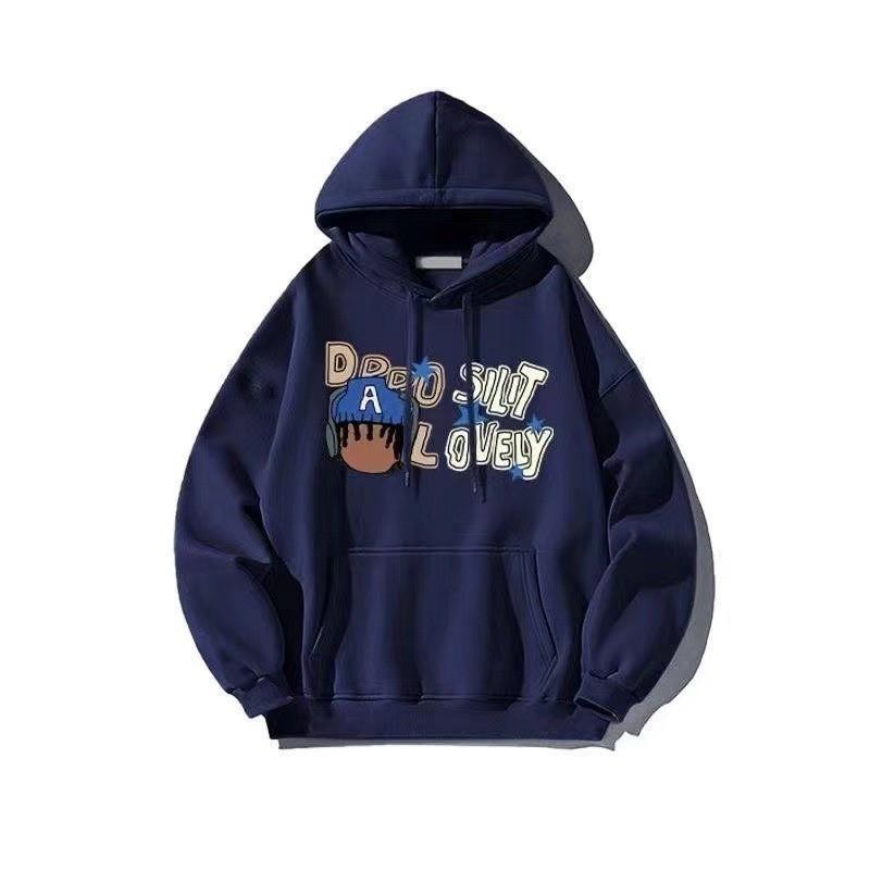 Oversized Anime Print Hooded Sweatshirt Unisex Streetwear Loose Fit Heavyweight Pullover Fall