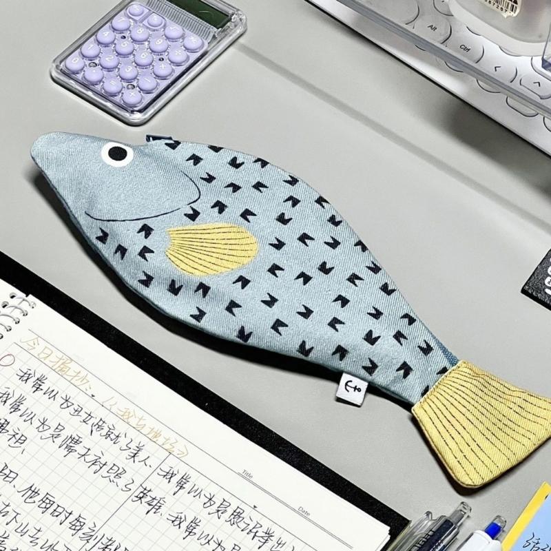 Novelty Fish Pencil Case Multipurpose Pen Pouches Large Capacity Pencil Organiser Storage Bag For Students Adult Kid