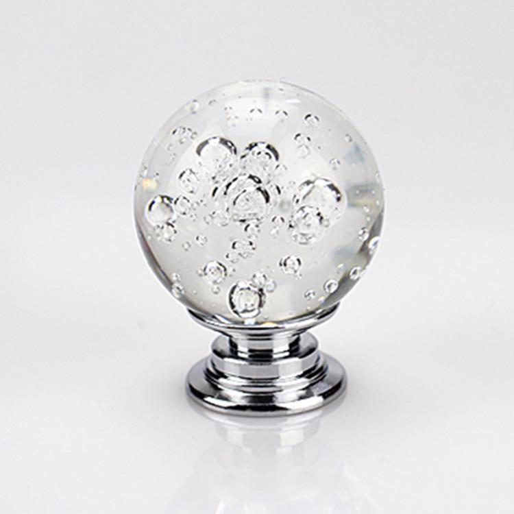 

Європейська кришталева скляна кулькова ручка для шаф та шухляд 30 bubble ball + 058 silver base білий