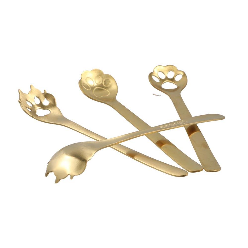 Drinking Dessert Cute Dog Cat Paw Stainless Steel Milk Spoon Stirring Tool Teaspoon Coffee Stirrers