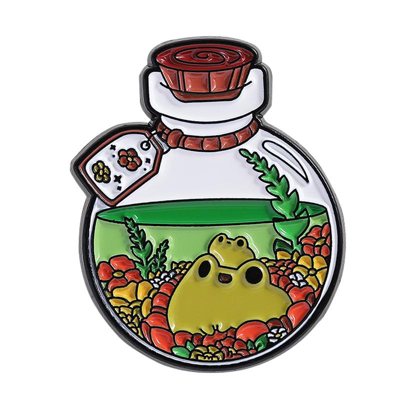 Cartoon Wishing Bottle Enamel Pins Marine Creatures Mushroom Planet Starry Bottle Brooches Lapel Badge Jewelry Gifts for Friends