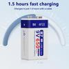 R7 9V USB Batteries 6F22 Rechargeable Batteries 650mAh Lithium Batteries Multifunctional Energy Batteries for KTV Microphone Metal Detector