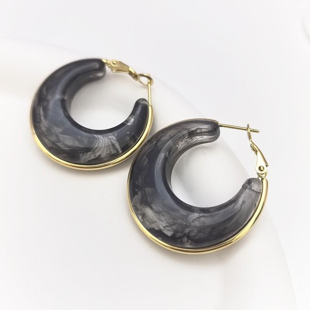 

Waterproof Huggie Earrings for Women Geometric Round Eardrop Gifts Lovely Wedding Jewelry чёрный