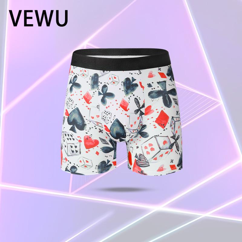 

Men s Printed Mid-Waist Milk Silk Boxer Briefs - Breathable, Comfortable European and American Shorts. M червоний