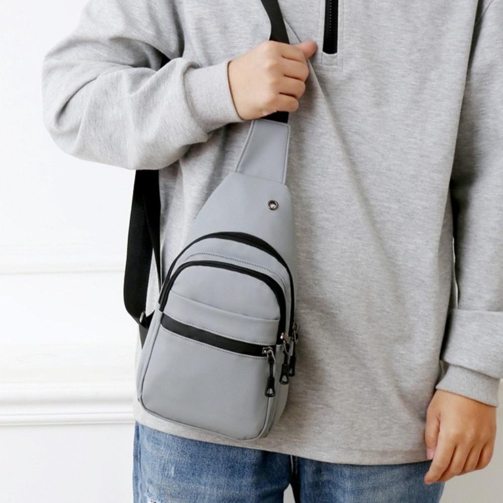 

Square Men Chest Bag Multi-functional Phone Pouch Bag Simple Nylon Crossbody Bag Business синій