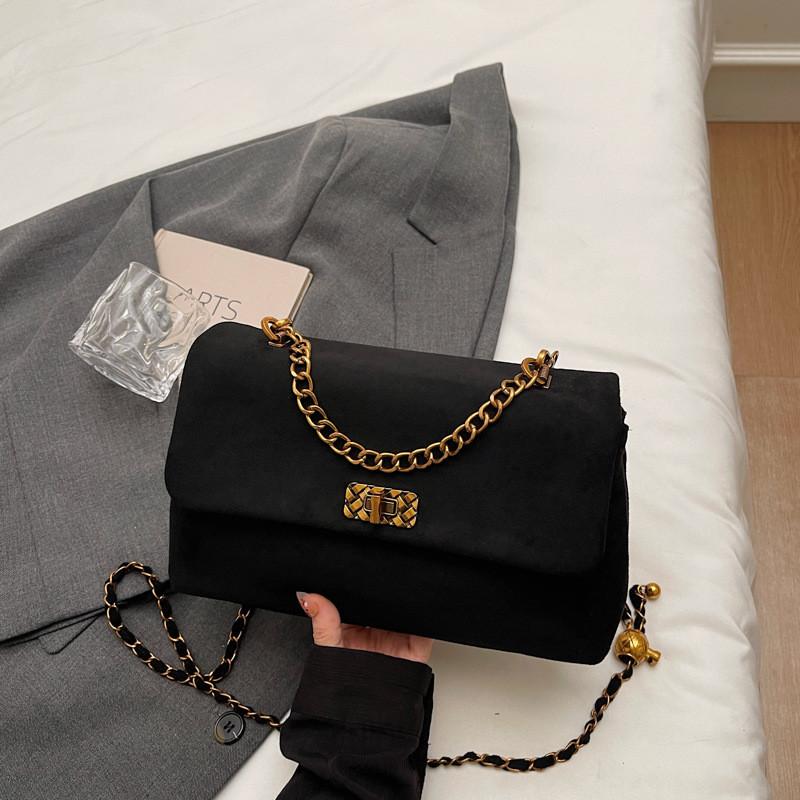 IELGY Casual Retro Fashion All-Match Chain Leopard Print Messenger Bag Suede Small Square Bag