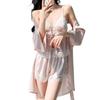 Summer French Three-piece Set V-neck Lace Suspender Shorts Cardigan Nightgown Ice Silk Pajamas Women's Loungewear