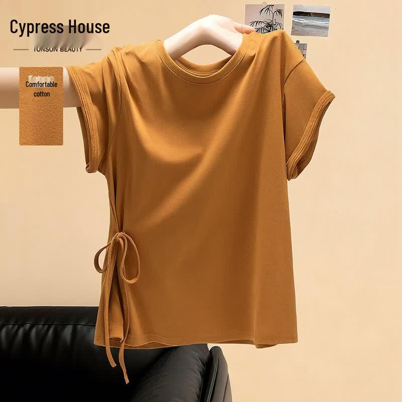 Sisibo Women s Plain Round Neck Loose Fit Short Sleeve T-Shirt S