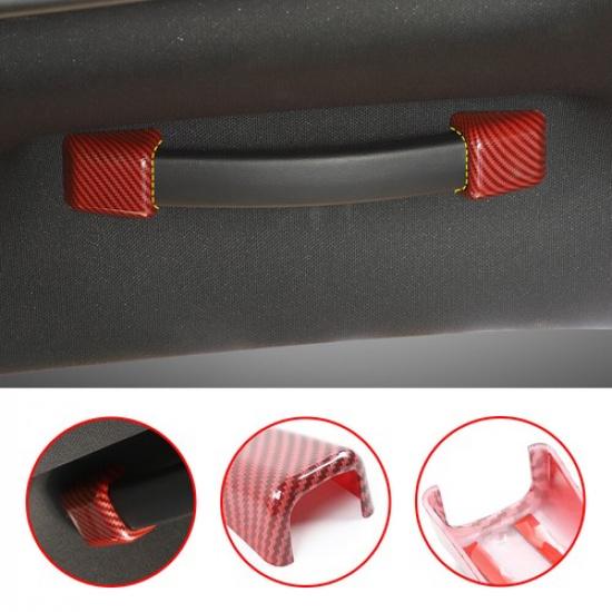 4x Car Roof Grab Handle Decor Cover For Dodge Challenger 2010+ Red Carbon Fiber