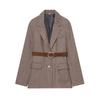 Stile europeo e americano, nuovi abiti da donna, stile straniero con cintura blazer a spina di pesce 4387263