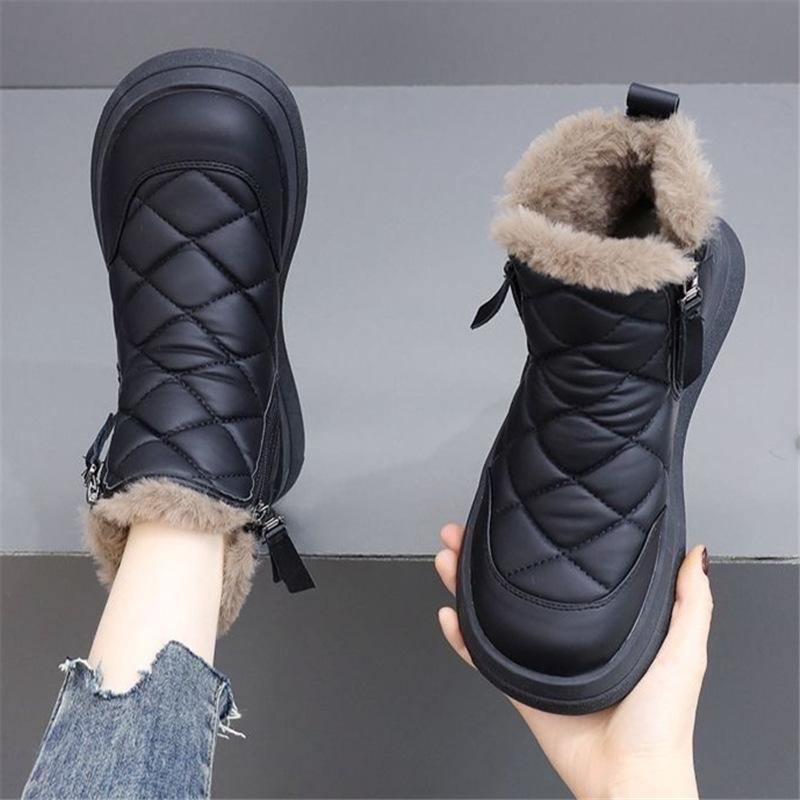 Thickened and velvet warm snow boots Flat-bottomed snow boots Women s warm cotton boots Snow boots Women s new models 41