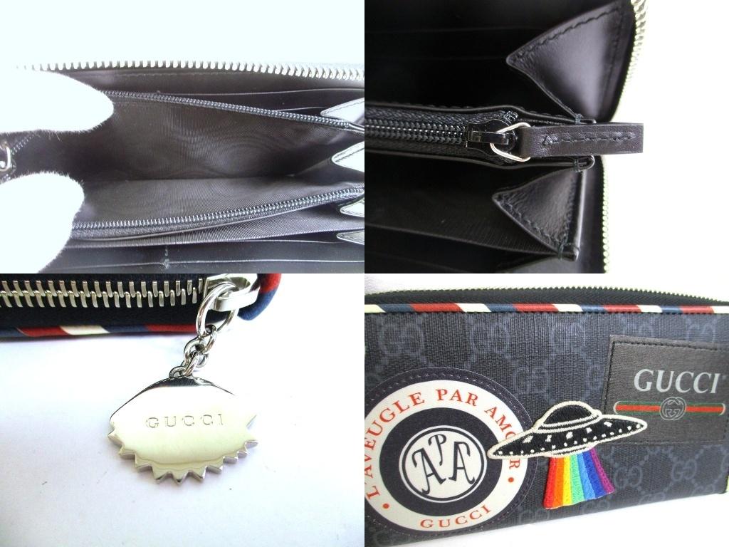Authentische GUCCI GG-beschichtetes Canvas Schwarzes Leder Rundum-Reißverschluss-Portemonnaie #b285 Vom Verkäufer überholt