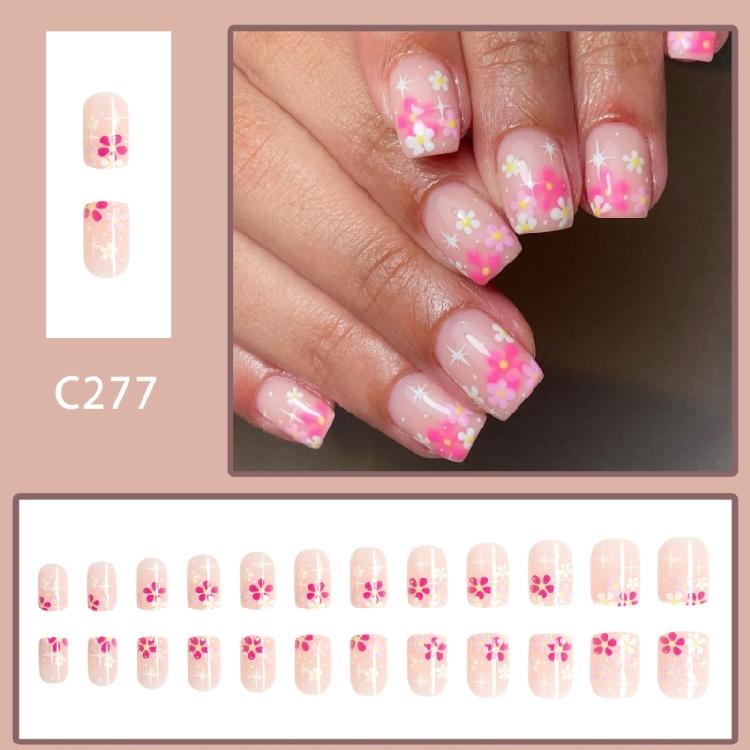 Quadratische Nagelspitzen Blume Falsche Nägel Aufkleben Auf Nagel Aufkleben Nagel Press-On-Nagel Künstliche Falschnägel für Damen und Mädchen