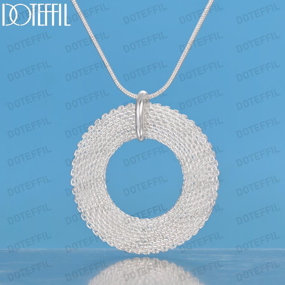 925 Sterling Silver Woven Circular Pendant, Wedding Necklace Fashionable Wedding Jewelry