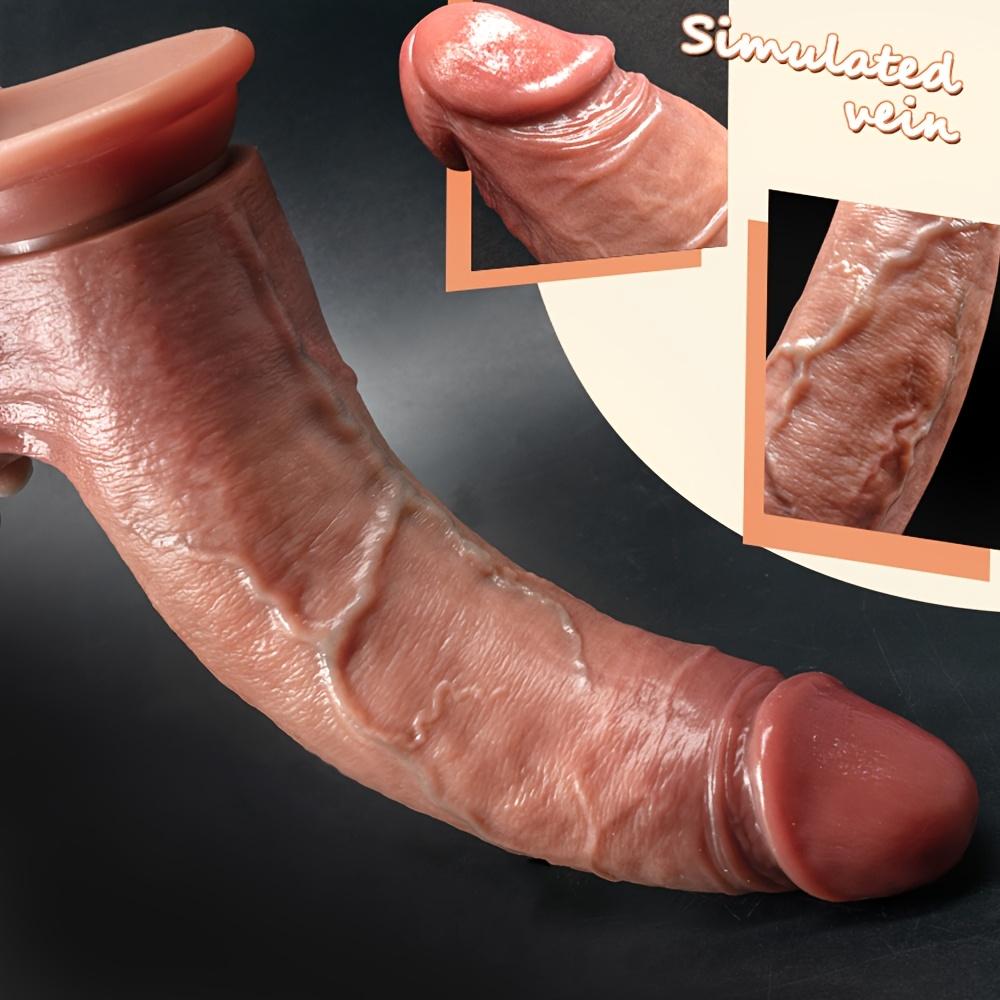 Dildo - 9.4" Realistic Liquid Silicone Dildo with Strong Suction Cup, Soft Dual-Layer Texture, Hands-Free Anal & Vaginal Toy for Men Women Couples