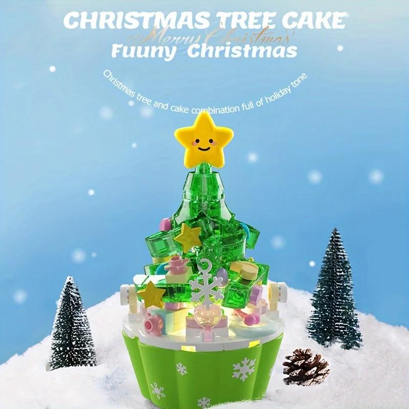 Christmas Cupcake Mini Snowman Christmas Tree Gingerbread House Gift Box Model Building Blocks Romantic Updated Year Gift